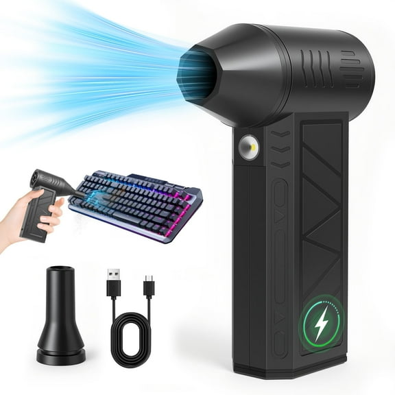 Compressed Air Duster, 180000RPM Electric Air Duster, Rechargeable Cordless Air Blower with 3-Gear Turbo Fan, Canned Air Alternative for Keyboard, PC, Computer, Car, Home & Outdoor Use