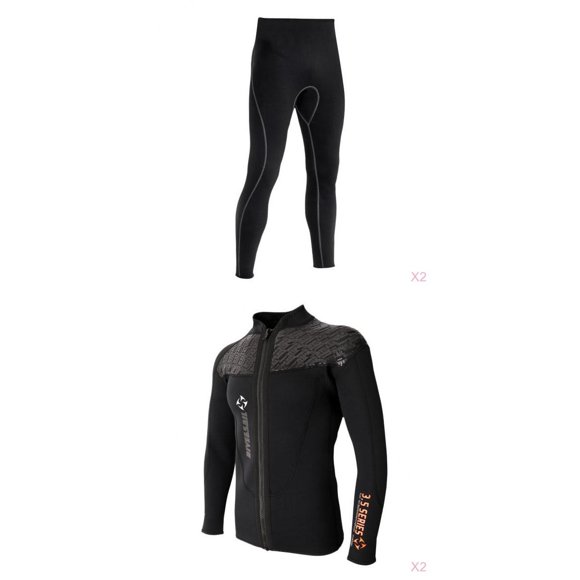 2 Juegos De Trajes De Neopreno De 3 Mm Chaqueta Con Cremallera Frontal De Manga Larga Pantalones De Traje De Buceo L