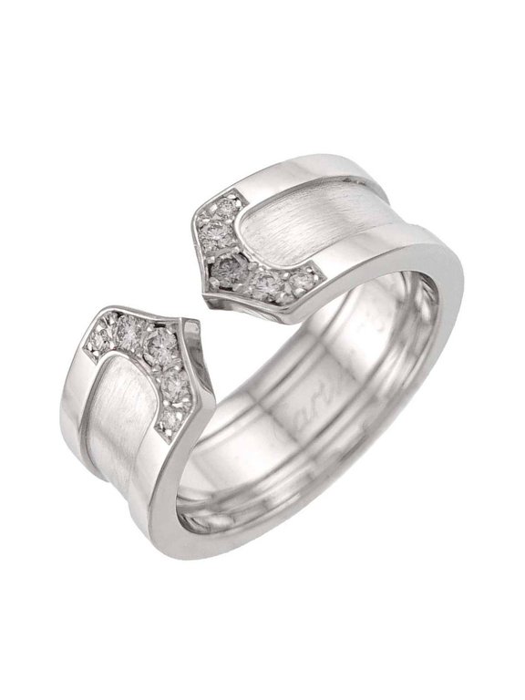 Pre-Owned Cartier C2 Small SM #47 Diamond Ring, 18K WG White Gold 750, 2C Ring