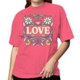 thumbnail image 2 of LOVE Floral Art Women's Coral Silk T-shirt, 2 of 3