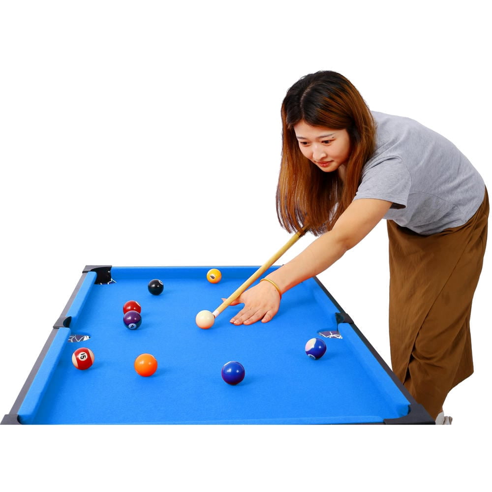 Barara King 5-In-1 Multi-Game Table - Billiards, Push Hockey, Foosball, Ping Pong, And Basketball Brown /Blue