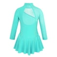 thumbnail image 2 of Yartina Girls Mesh Splice Figure Skating Dress Gymnastics Ballet Dance Leotard Tutu Skirt Mint Green 10, 2 of 7