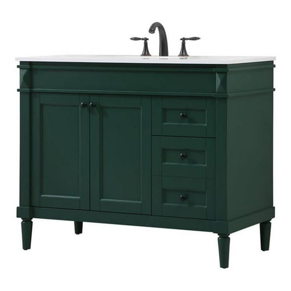 Elegant Decor Bennett 42" Aluminum MDF Single Bathroom Vanity in Green