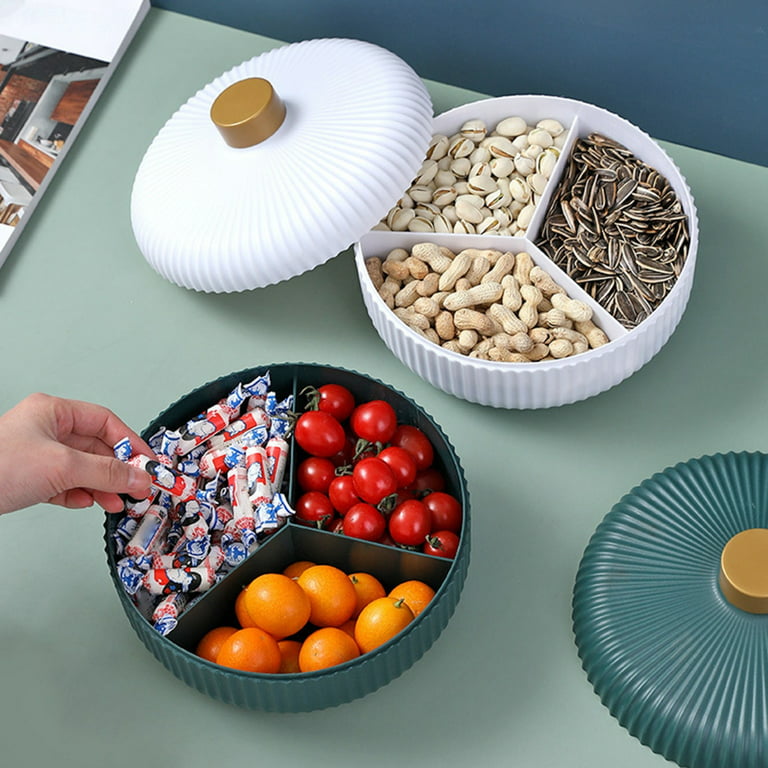 Round Plastic Divided Serving Tray with Lid 4/5 Individual Dishes Food  Storage Containers Snack Fruit Veggie Candies Serving Pla - AliExpress
