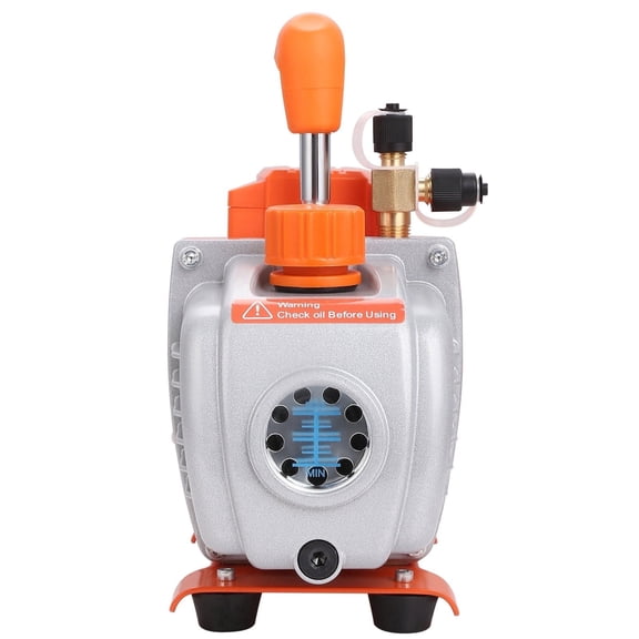 1/5 HP Single Stage Vacuum Pump, 3.5 CFM, 120V AC, 1/4" SAE Male & 1/2" ACME Male Inlet, for HVAC Repair, Refrigeration, Air Conditioning Maintenance