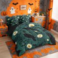 thumbnail image 2 of Homewish Gothic Halloween Crow 7-Piece Twin Bedding,Daisy Floral Pattern Bedding Comforter Set,Dark Teal White,Black Reversible, 2 of 8