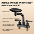 thumbnail image 6 of Matte Black Bathroom Sink Faucet,Modern 3 Hole Bathroom Faucet 2 Handle 4 Inch Centerset with 4 Water Outlet Modes, 360? Swivel Spout & Pop-Up Drain, 6 of 14