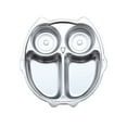 thumbnail image 2 of Walbest Toddler Plate Grid Design Shatter-resistant Stainless Steel Baby Panda/ Owl Shape Cartoon Dish Tableware(Not Include Spoon), 2 of 7