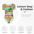 thumbnail image 4 of Kdxio Multicolored Tropical for Women's Short-Sleeved Onesie Stylish Round Neck Pajamas Bodysuit Jumpsuit Nightwear-X-Large, 4 of 7