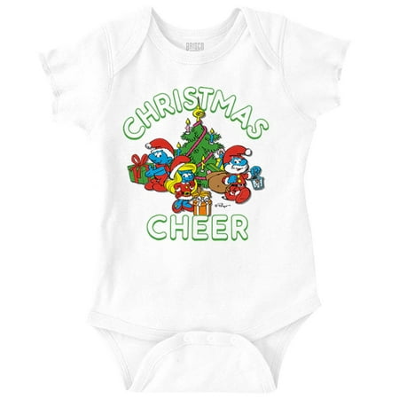 

Smurfs Holiday Christmas Cheer Romper Boys or Girls Infant Baby Brisco Brands NB