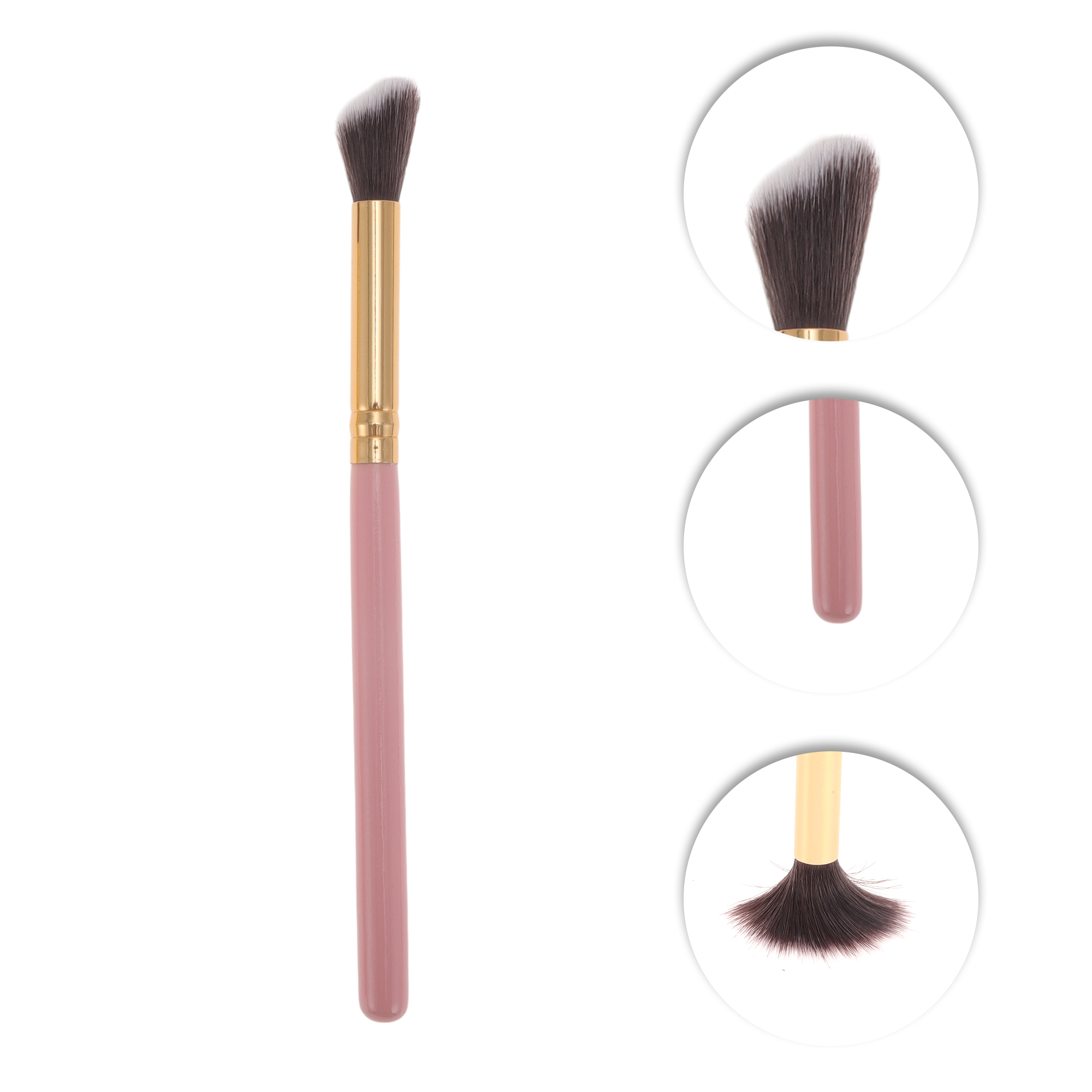 Unique Bargains 4 Pcs Lightweight Eye Brushes Set for Travel Pink, Gold Tone