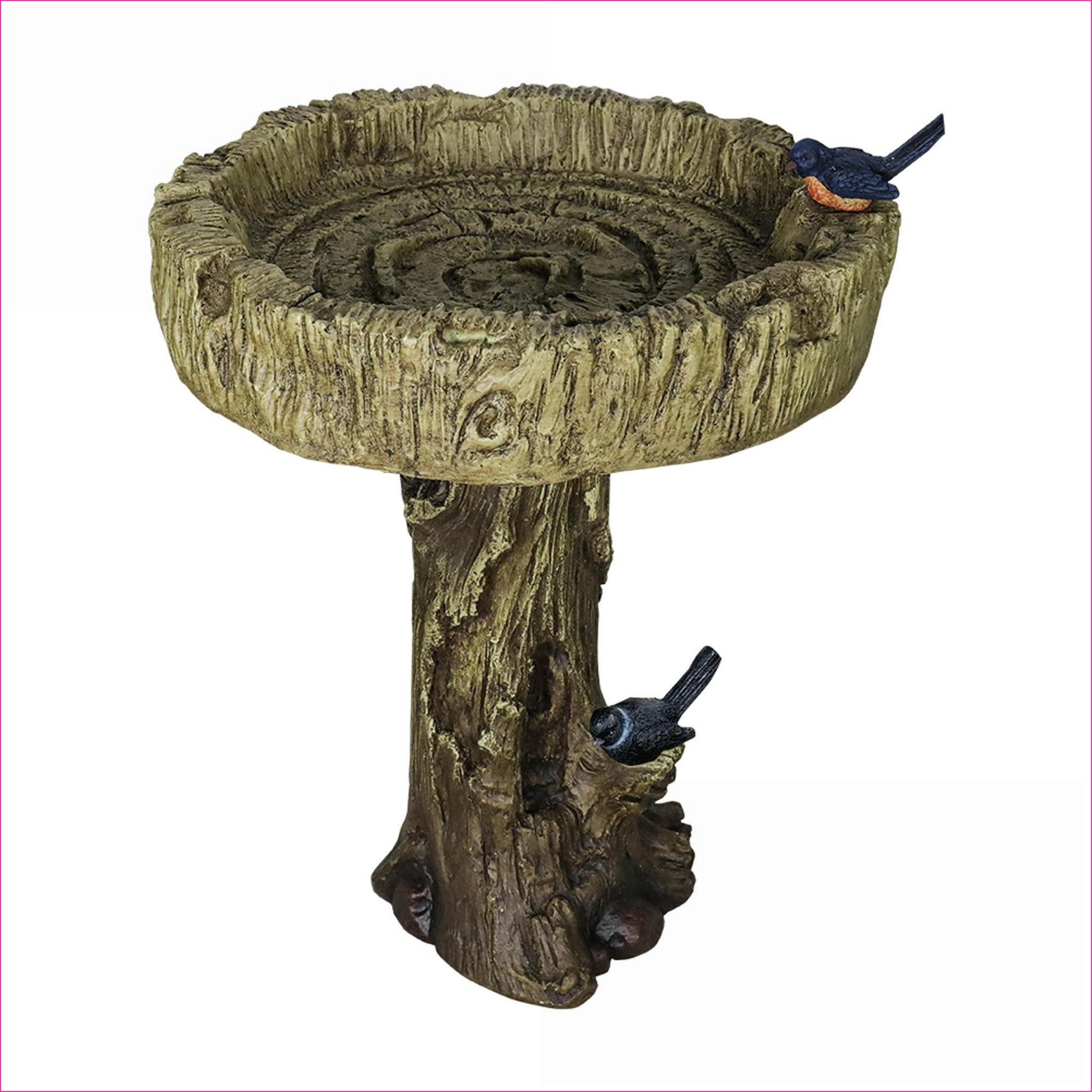 Bird Baths, 24.4" High Rustic Outdoor Bird Bath for Garden Patio Backyard | Concrete Cement | Tan Brown