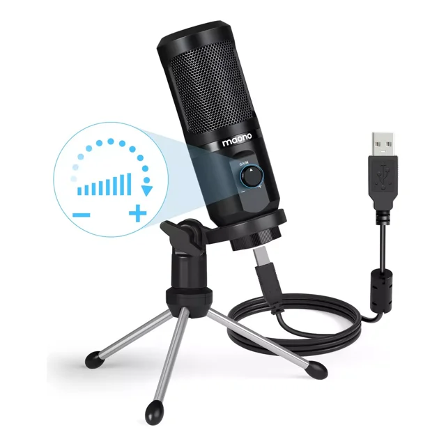 MAONO Micrófono USB Condensador, Microfono PC con Chipset de Sonido Profesional 192KHZ/24BIT para Grabación, Podcast, Streaming, Gamer, Compatible con PC Celular PS5 Mac, PM461TR