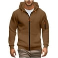 thumbnail image 3 of qolati Zip Up Hoodies For Men Fall Winter Casual Hooded Sweatshirt Fashion Fleece Lined Workout Jackets with Pockets Brown L, 3 of 6