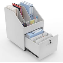 Mobile File Cabinet with Lock,Under Desk Rolling File Cabinets for Home Office,Wood Filing Cabinet (White)