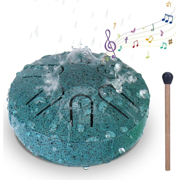 Rain Drum for Outside Garden - Upgraded Non Waterlogging Rain Drums for Outside when It Rains, 3 Inches 6 Notes Steel Tongue Drum Rain Chime, Mini Outdoor Rain Drum Instrument(Malachite) Malachite 3