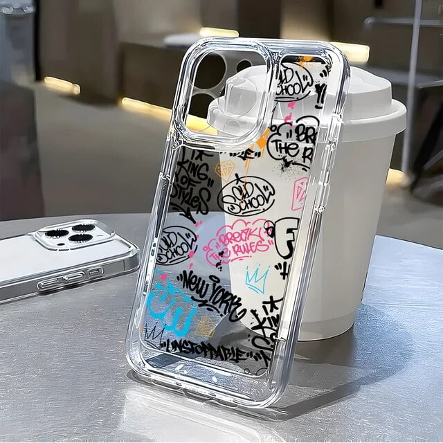 Étui Minimaliste Créatif Adapté pour iPhone 15 14 13 11 12 Pro Max 7 8 Plus X TP Max XR Étui de Téléphone transparent