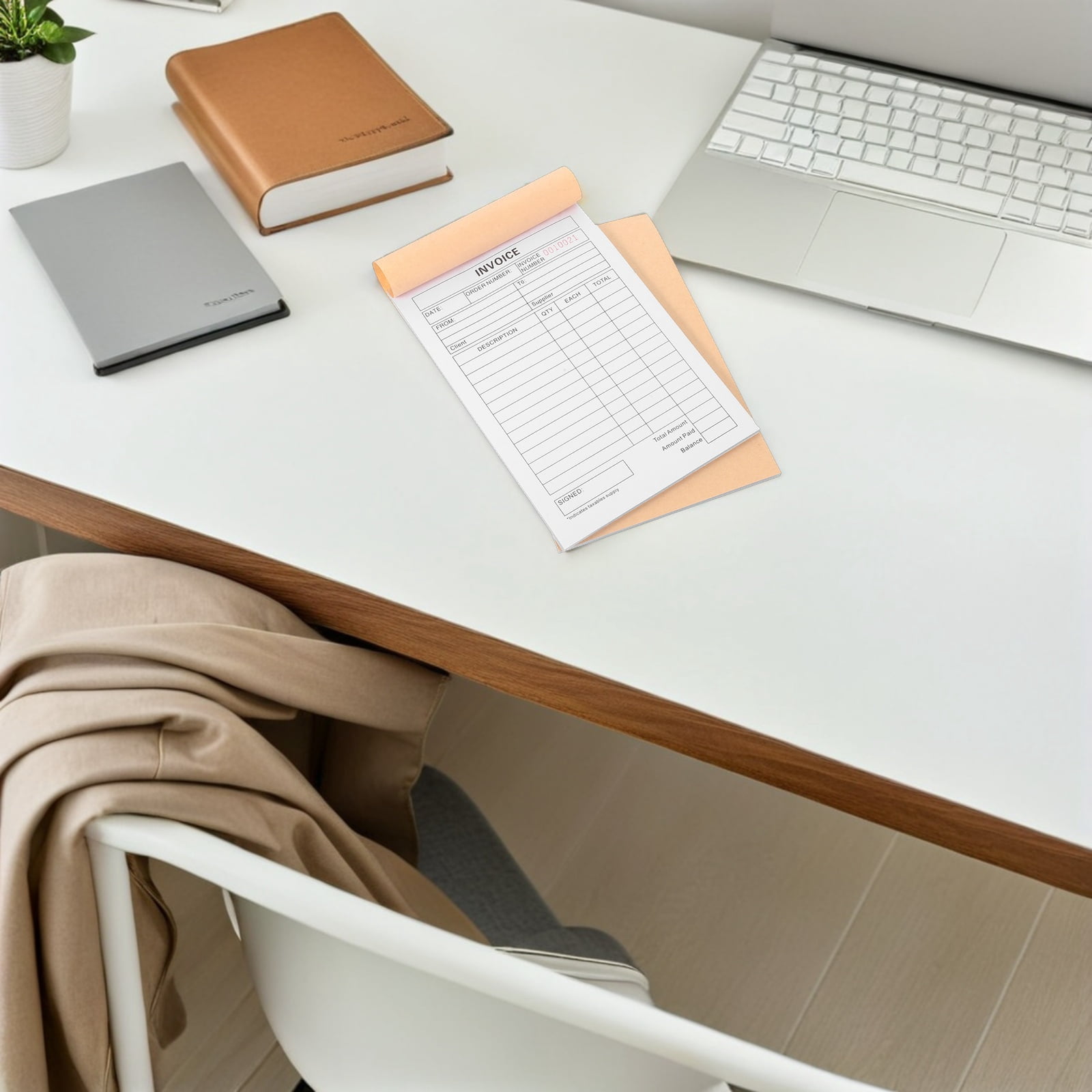 POPETPOP 5-Pack Multi-Part Carbonless Invoice Pads for Small Business, Portable Order Receipt Books for Easy Transactions