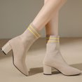 thumbnail image 4 of B91xZ Bottes Chelsea pour Femmes Imperméables Travail Randonnée Combat Lacets Talon Bas Bottines Cheville, Kaki 9, 4 of 5