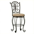thumbnail image 2 of Linon Gathered 24" High Back Indoor Round Metal Counter Stool with Swivel, Matte Bronze/Ligh Brown, 2 of 3