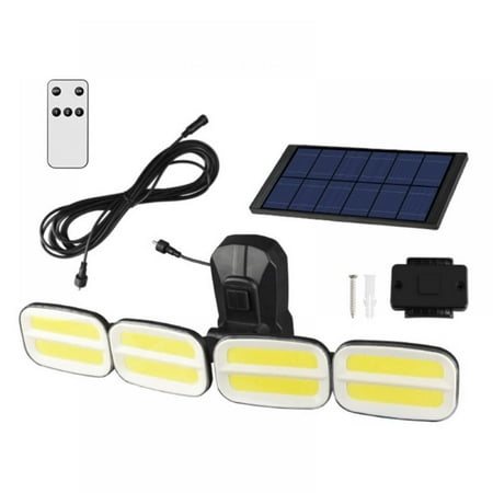 

Solar Lights Outdoor 200LED Wireless Solar Wall Lamp Motion Sensor Lights IP65 Waterproof 4 Adjustable Heads 300° Wide Angle Illum