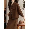 thumbnail image 2 of Retro Workwear Corduroy Suit Two-Piece Waist Jacket and Skirt, Brown, Medium, 2 of 5