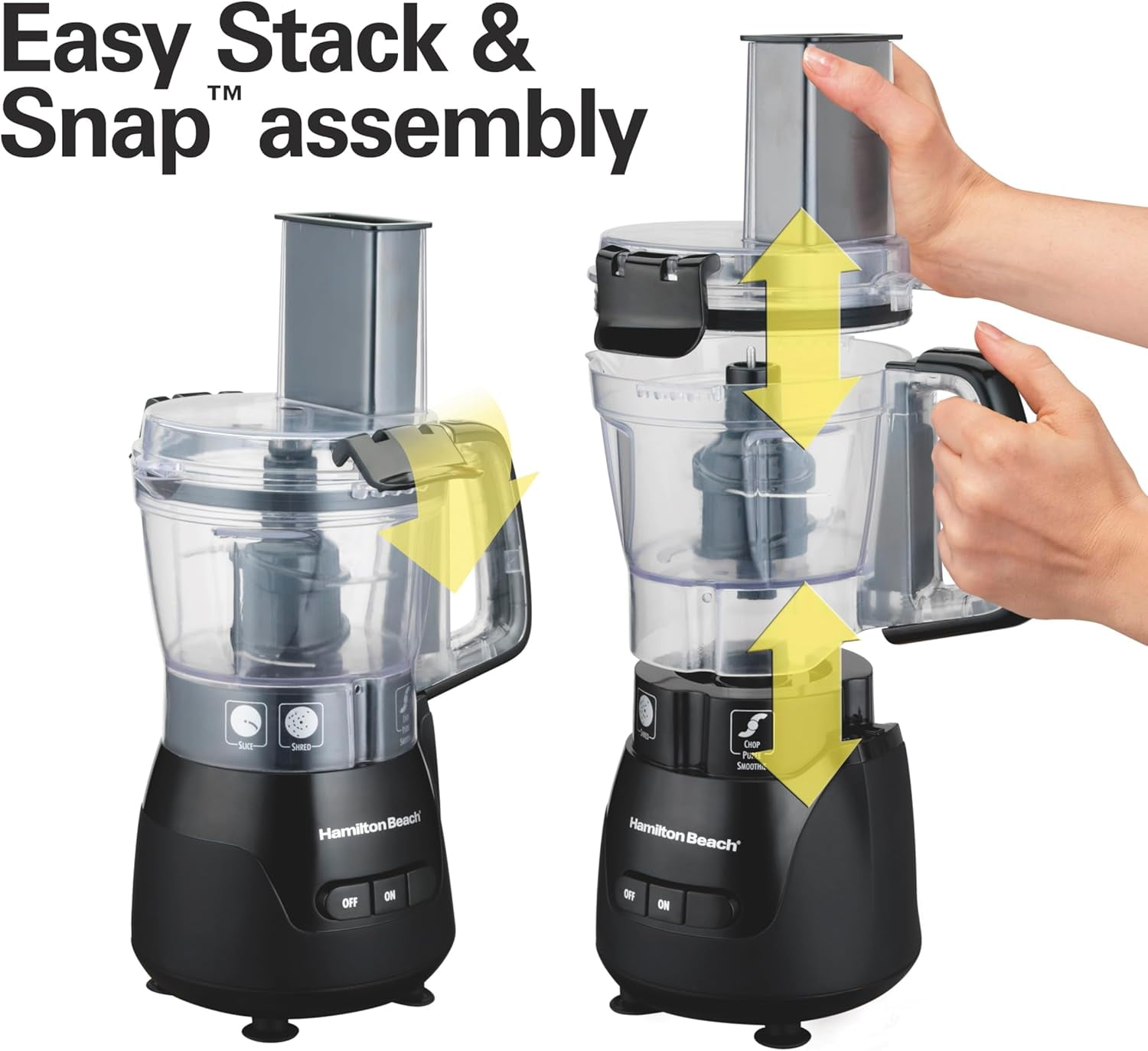 Stack & Snap 4-Cup  Food Processor & Vegetable Chopper, 250 , for Slicing, Shredding, and Puree, Black (70510)