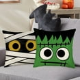 thumbnail image 4 of Halloween Decorative Throw Pillow Covers 18 x 18 Inch Set of 4 Jack O Lantern Spooky Face Mummy Black Cat Fran.kens-tein Cushion Case Decor Holiday Home Decoration for Sofa Couch, 4 of 6