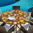 thumbnail image 6 of Ball Games Round Tablecloth, Fitted Table Cover with Elastic for 55"-60" Round Tables, Colored Football Baseball Basketball Rugby Table Cloth Outdoor Indoor Dinning Party Waterproof Tablecloths, 6 of 7
