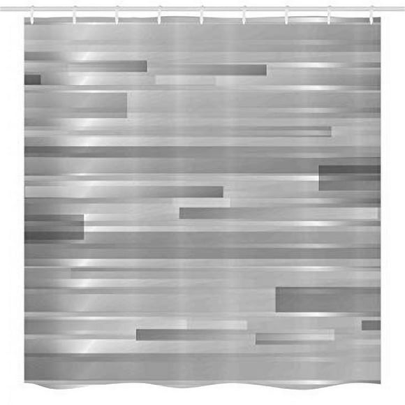 Modern Shower Curtain Futuristic Striped Artistic Contemporary Graphic Fusion Artwork Print Fabric Bathroom Set With Hooks 54W X 78L Inches Silver Grey By Ambe