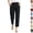 28# Black, variant on Women's Linen Cropped Pants High Waist Single Button Fly Side Pants Ankle Straight Leg Casual Trousers Beige XXL