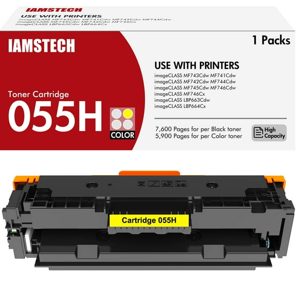 055H 055 Toner Cartridge Compatible for Canon 055 055H CRG-055 CRG-055H imageCLASS MF743Cdw MF741CDW MF742Cdw MF744Cdw MF745CDW MF746Cdw LBP663CDW Printer (Yellow, 1-Pack)