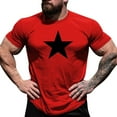 thumbnail image 1 of TSADFHJI T-Shirts Graphiques pour Hommes Pêche Automne Imprimé Étoile Mode Simple Manches Courtes Col Rond T-Shirt TG Vin, 1 of 4