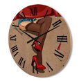 thumbnail image 3 of Designart 'Retro Sexy Girl Repairing The Car' Modern Wood Wall Clock, 3 of 5