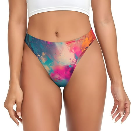Qokaie Colorful Lightbulb Abstract Printed Women s Cotton Thong Underwear  Sexy Breathable Panties G-string-XX-Large