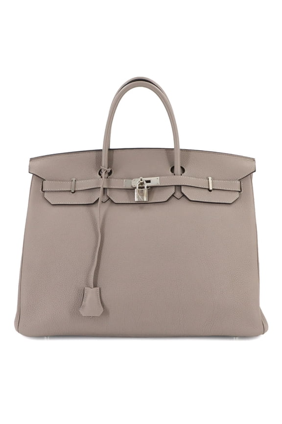 Pre-Owned Hermes Herms Birkin 40 handbag in Togo asphalt with A stamp and silver...