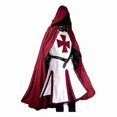 thumbnail image 4 of Mens Medieval Crusader Knights Templar Tunic Costumes Renaissance Halloween Surcoat Warrior Black Plague Cloak Cosplay Top, 4 of 5
