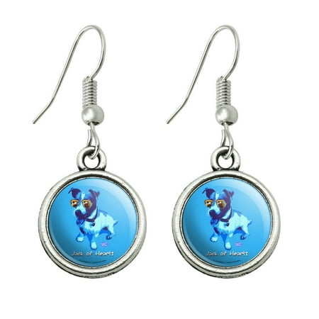 Bow Ear Jack Charm Jack of Hearts Russell Terrier Sunglasses Vintage Retro Novelty Dangling Drop Charm Earrings ()