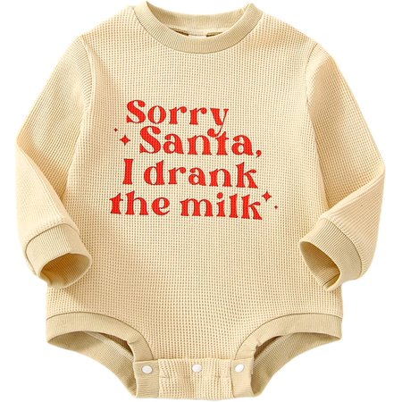 

QWZNDZGR Christmas Newborn Baby Boy Girl Romper Santa Baby Jumpsuit Long Sleeve Playsuit Xmas Clothing