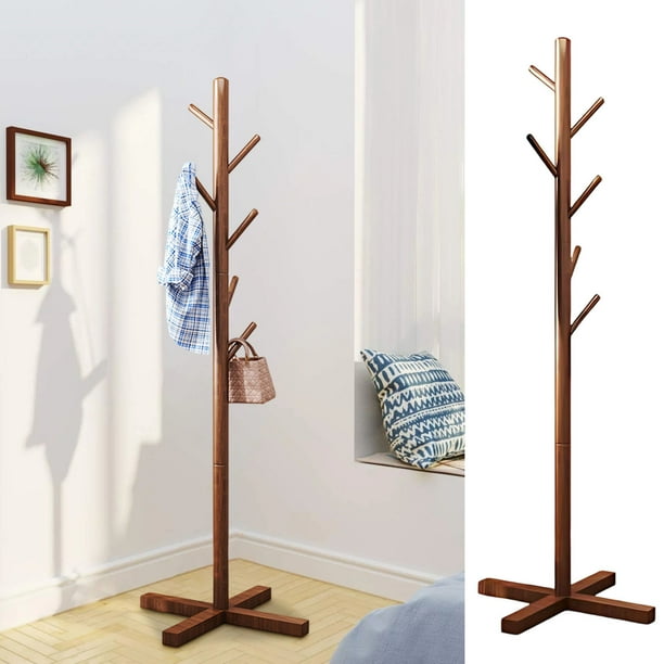 Perchero de pie de madera maciza, perchero para dormitorio, perchero vertical para el hogar, perchero de pie para casa, perchero de pie