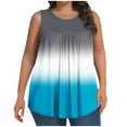thumbnail image 2 of HOMBOM Tops for Women 2025 Plus Size Light Blue Tank Top Color Blocking Sleeveless Crew Neck Tunic Blouse, 2 of 6
