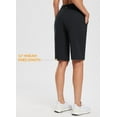 thumbnail image 2 of BALEAF Womens 12" Long Bermuda Shorts Knee Length Cotton Athletic Shorts Sweat Casual Lounge Walking Summer Black L, 2 of 7