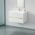 thumbnail image 7 of Glossy White Stone Resin Sink - Soft Close Drawers - Bathroom - Easy Cleaning and Storage, 7 of 7