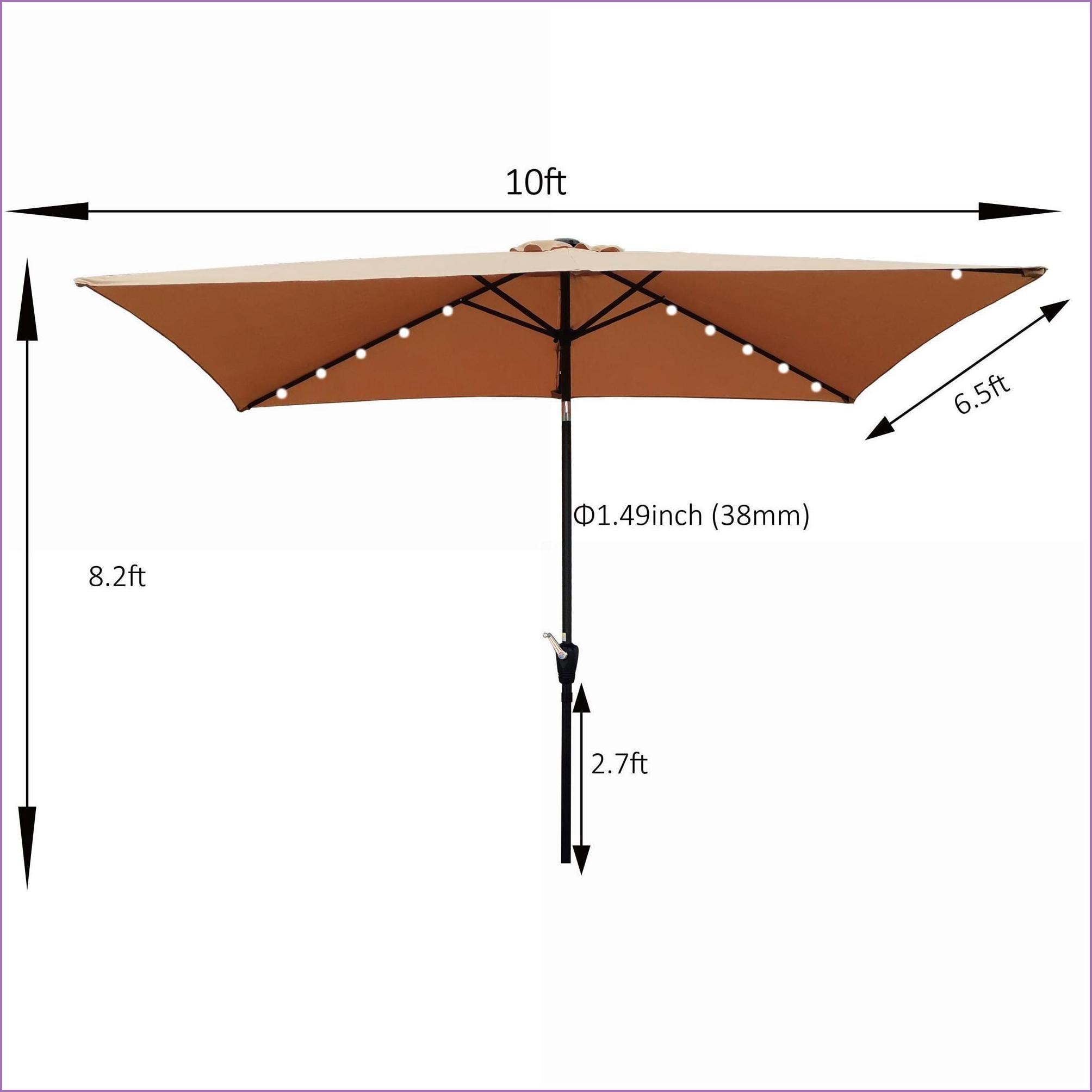Patio Umbrella, 10 x 6.5 ft Rectangular Solar LED Lighted, Crank Tilt for Garden Pool | Metal | Multicolor