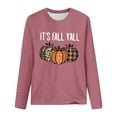 thumbnail image 4 of Fiaer,Long Sleeve Tshirt Halloween T-Shirt for Adult Women Crew Neck Plus Size Pumpkin Printed Loose Fit Casual Tops Pink S, 4 of 4