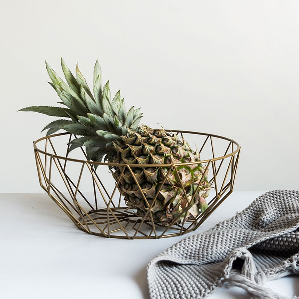 Black, gold and green Sue Supply Kitchen Simple Fruit Basket-style Living Room Fruit Bowl Home Iron Weave Snack Plate Novel Storage Basket