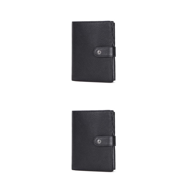 Minnieouse Cartera de dinero para hombres y mujeres, portátil, informal, plegable, de cuero, con cierre de cremallera, monedero, tarjetero, bolsa Negro 2Conjunto