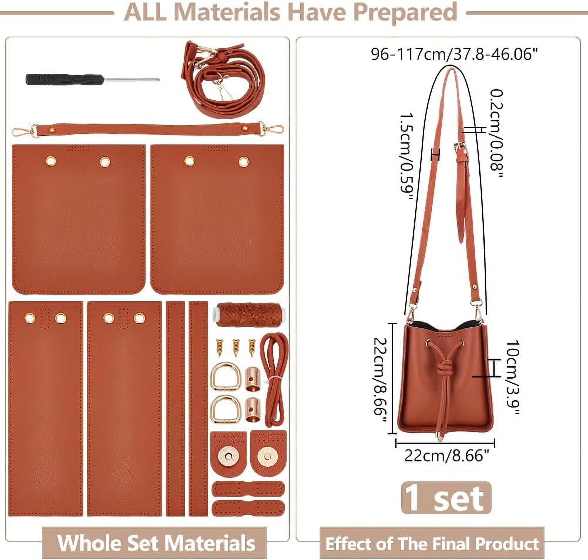 DIY Imitation Leather Bucket Bag Sewing Kit Women Tote Bag Making Set Imitation Leather Crossbody Shoulder Bag Making Material Accessories for DIY handcrafting