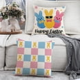 thumbnail image 4 of Happy Easter Hello Peeps Decorative Throw Pillow Covers 18 x 18 Set of 4, Colorful Bunny Rabbit Plaid Porch Outdoor Home Decor, Spring Polka Dots Love Hearts Couch Cushion Case, 4 of 6