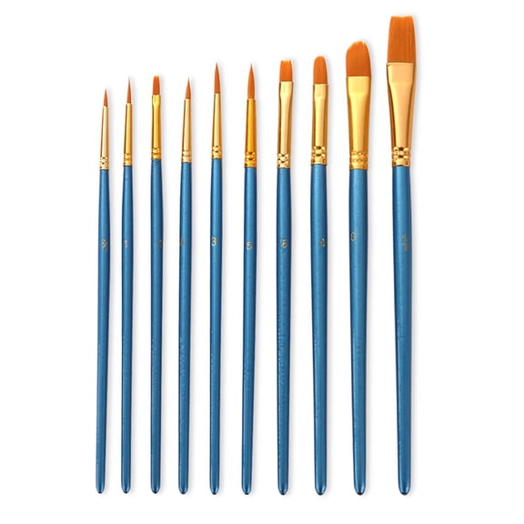 Paint Brushes Set,1pack/10pcs Nylon Hair Round-Pointed Tip Acrylic Paint Brushes for Watercolor Oil Rock Face Painting,10 Sizes Paint Brush for All Purposes Kids Adult Arts Painting Brush Kits.